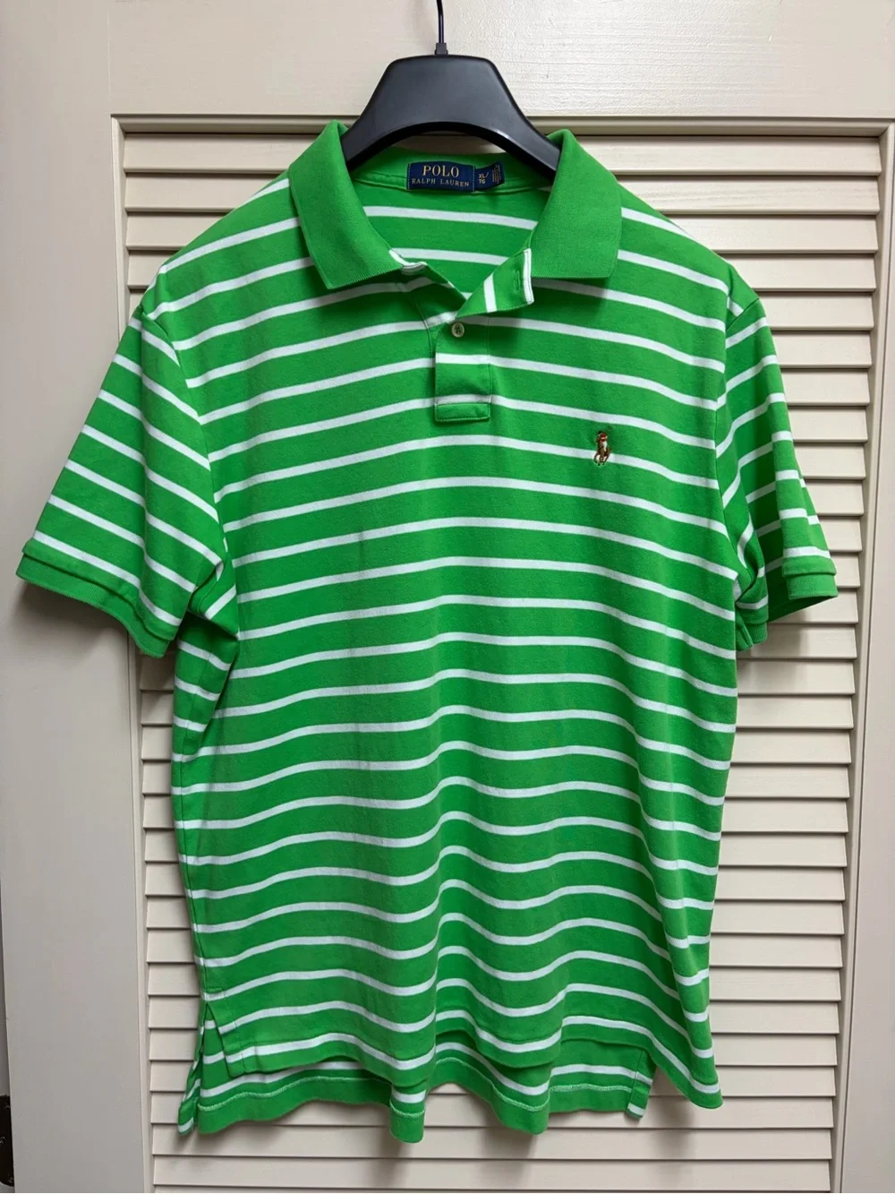 Polo Ralph Lauren Polo Shirt Mens XL Green White Striped Multicolor Pony Logo